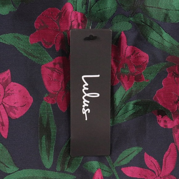 Lulus Mini Dress Womens Size Medium Blue Floral Jacquard Sweetheart Neck NWT - Picture 3 of 7